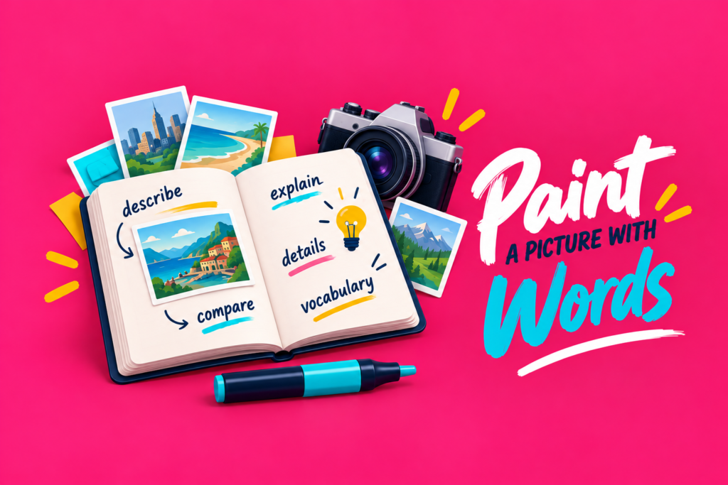 paint a picture with words using descriptive language in spoken english