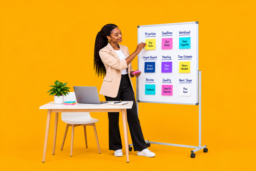 planning priorities on a vibrant whiteboard